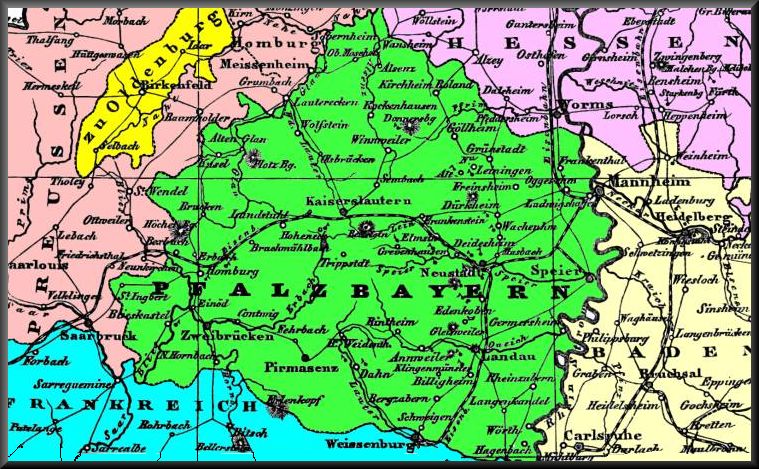 Karte der Pfalz von 1857